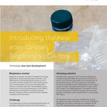 Faltblatt-Frontansicht 'Bioplastics LCA Tool' (Englisch). Quelle: Thinkstep AG
