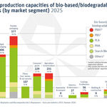 Global production capacities of bio-based/biodegradable plastics by market segment 2025, Quelle: IfBB
